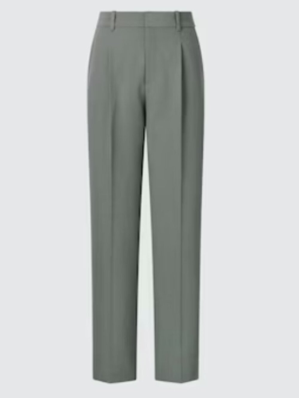Uniqlo Airsense Pleated Straight Leg Trousers, Olive Green, Size M
